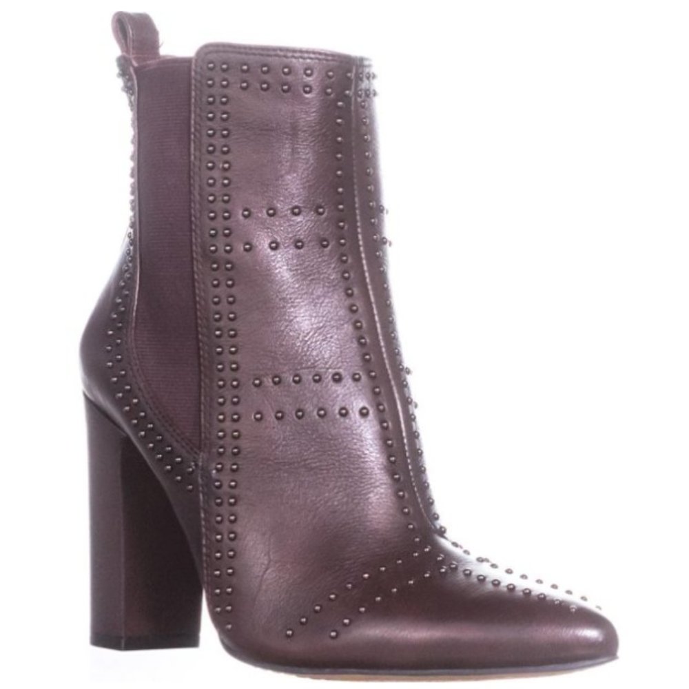 Womens Vince Camuto Basila Studded Ankle Boots, Vintage Claret